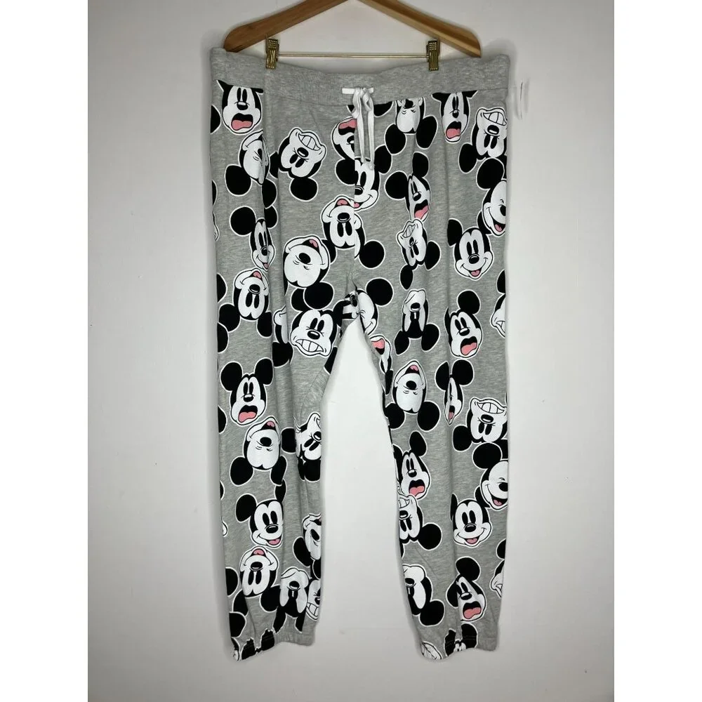 Disney Mickey Mouse Gray Jogger Sweat Pants Women's Size 2X New